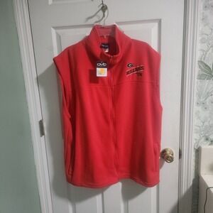 New Georgia Bulldog Red Fleece Full Zip Vest Size Large